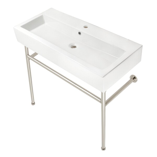 Fauceture 39" Porcelain Console Sink w/Stainless Steel Legs (Single-Hole), White/Polished Nickel VPB39176ST - main